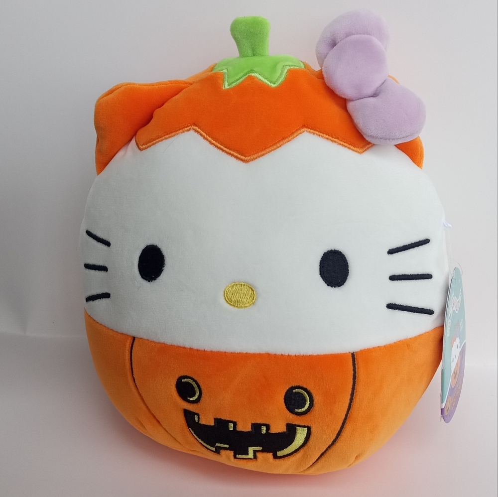 Hello Kitty Pumpkin Plush - Orange, White, Black